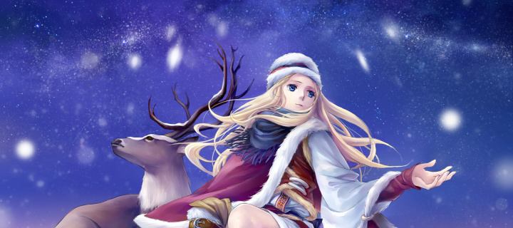 Anime Girl with Deer screenshot #1 720x320