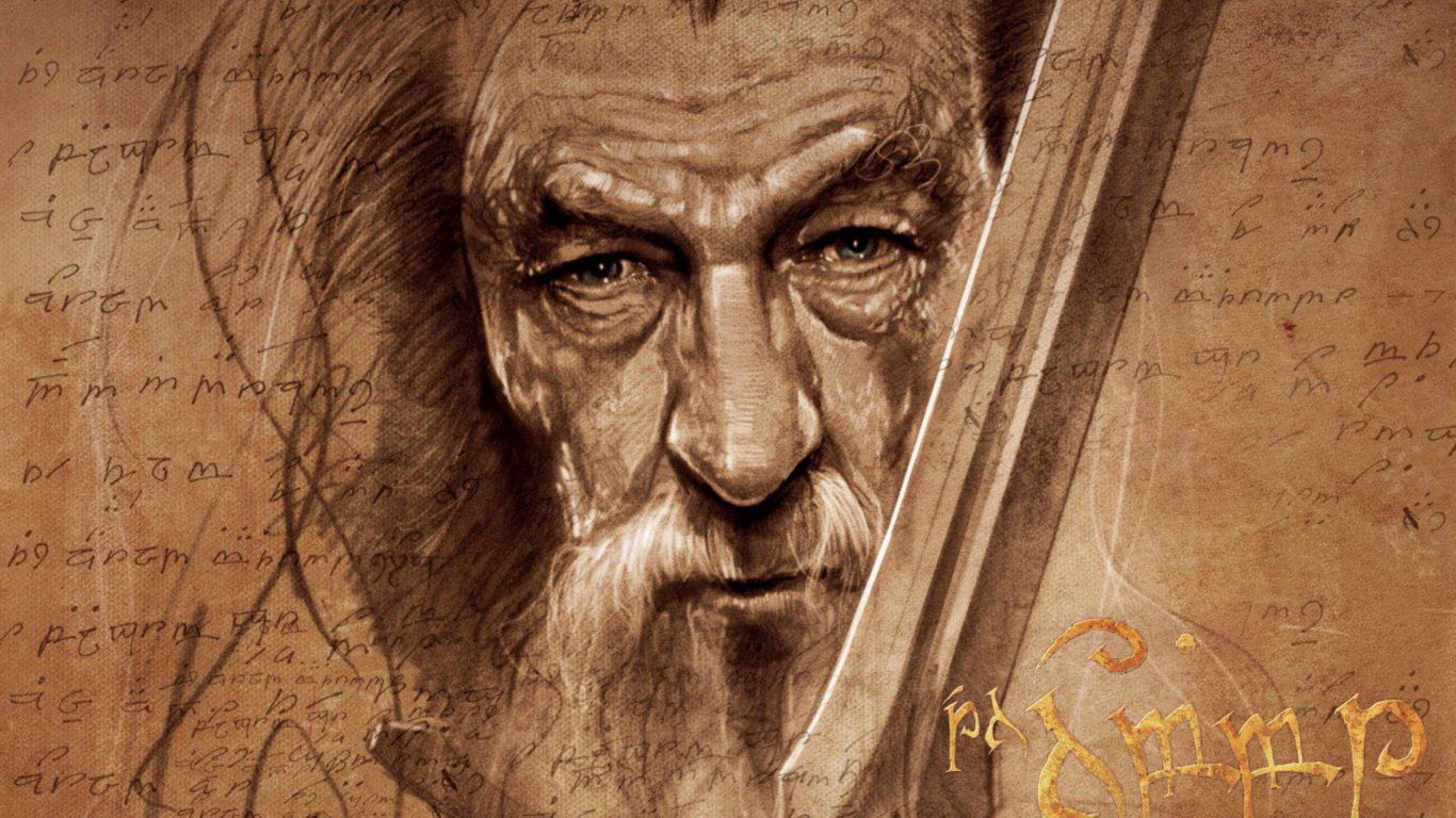 Das The Hobbit Gandalf Artwork Wallpaper 1366x768