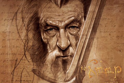 The Hobbit Gandalf Artwork wallpaper 480x320