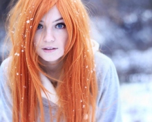 Sfondi Summer Ginger Hair Girl And Snowflakes 220x176