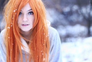 Summer Ginger Hair Girl And Snowflakes - Obrázkek zdarma 