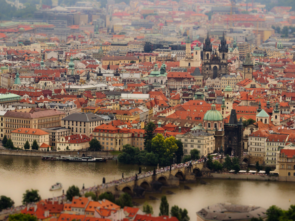 Sfondi Prague, Czech Republic, Vltava River 1024x768