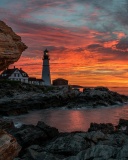 Screenshot №1 pro téma Sunset and lighthouse 128x160