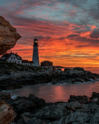 Sunset and lighthouse Wallpaper for 480x640