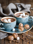 Hot Chocolate With Marshmallows And Macarons wallpaper 132x176