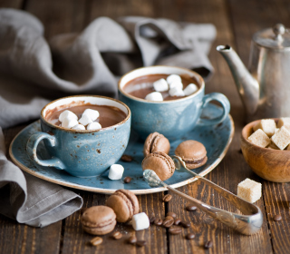 Hot Chocolate With Marshmallows And Macarons - Obrázkek zdarma pro iPad mini