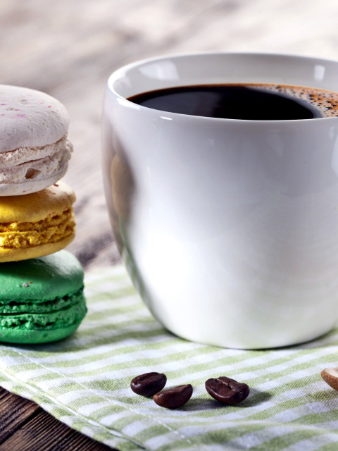 Coffee and macaroon wallpaper 480x640