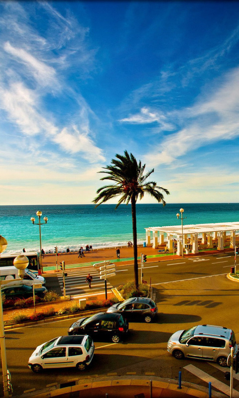 Nice, French Riviera Beach wallpaper 480x800