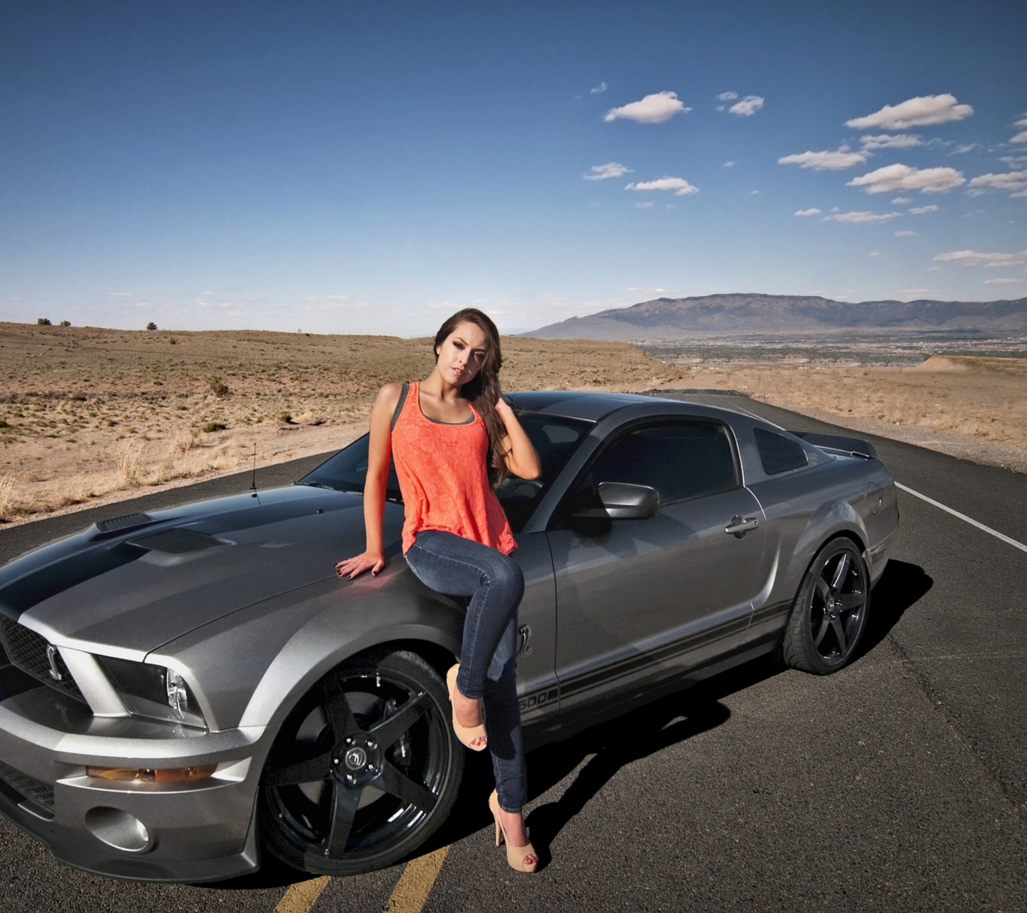 Sfondi Ford Mustang Girl 1440x1280