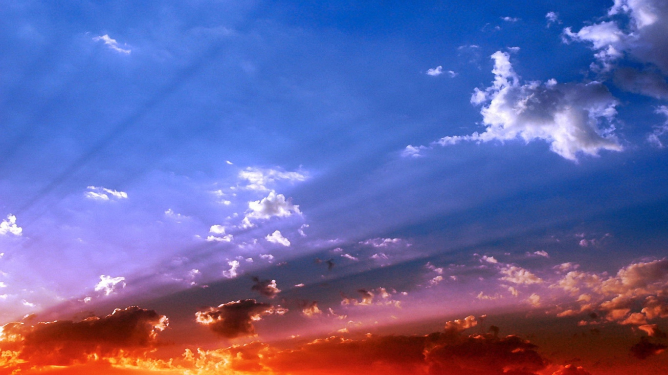 Screenshot №1 pro téma Blue Sky And Red Sunset 1366x768