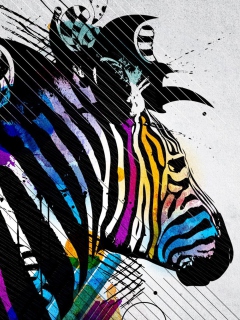 Fondo de pantalla Colored Zebra 240x320