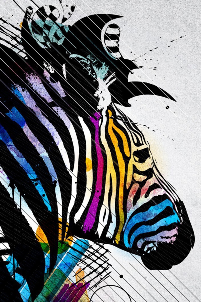 Fondo de pantalla Colored Zebra 640x960