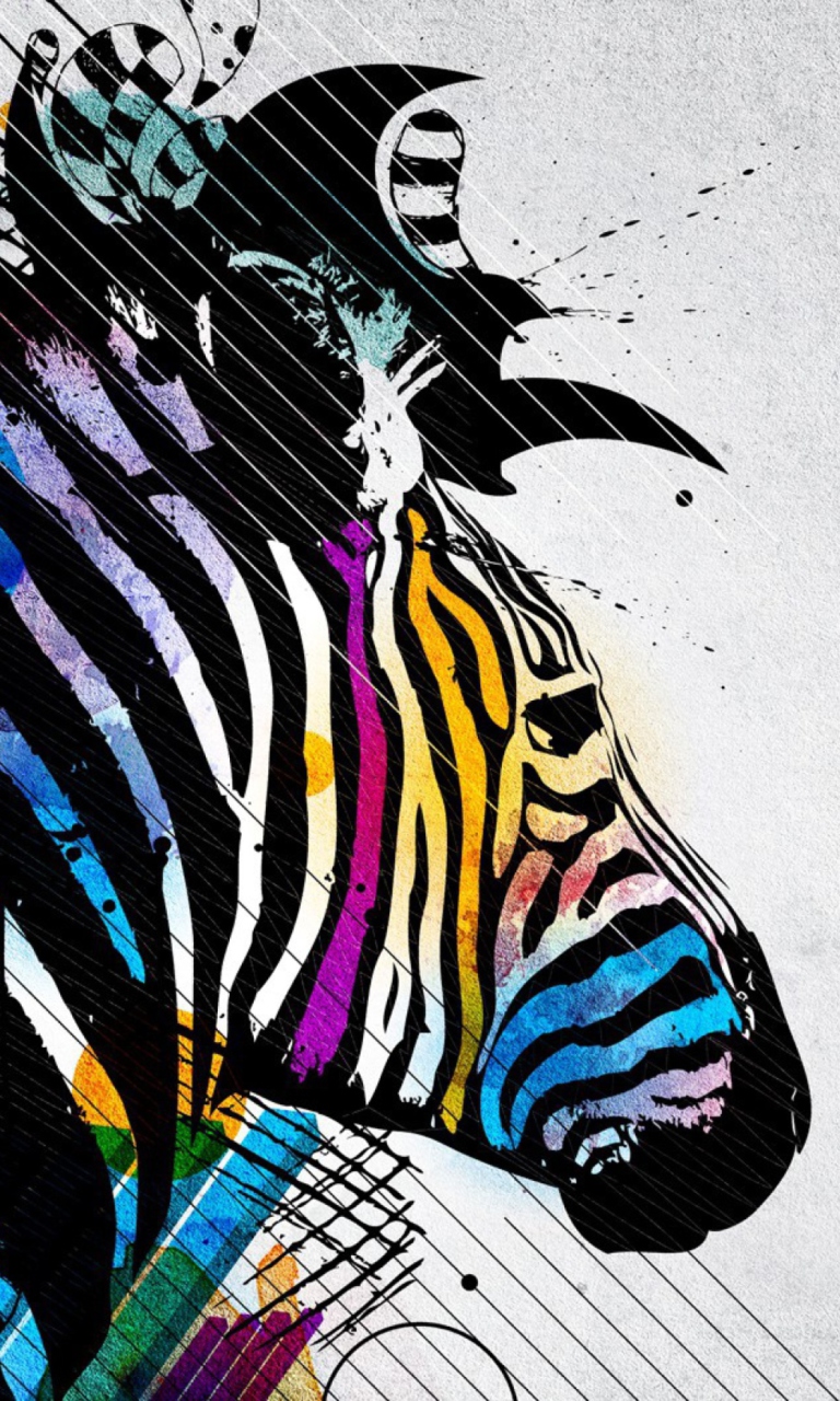 Fondo de pantalla Colored Zebra 768x1280