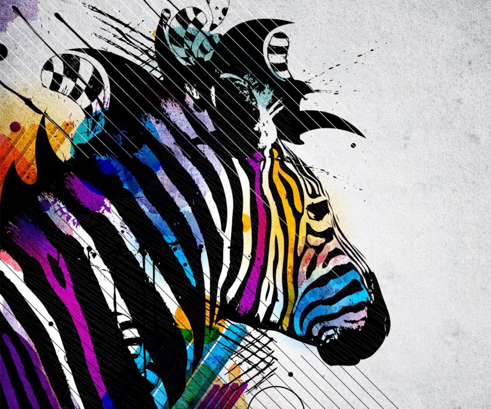 Colored Zebra wallpaper 960x800