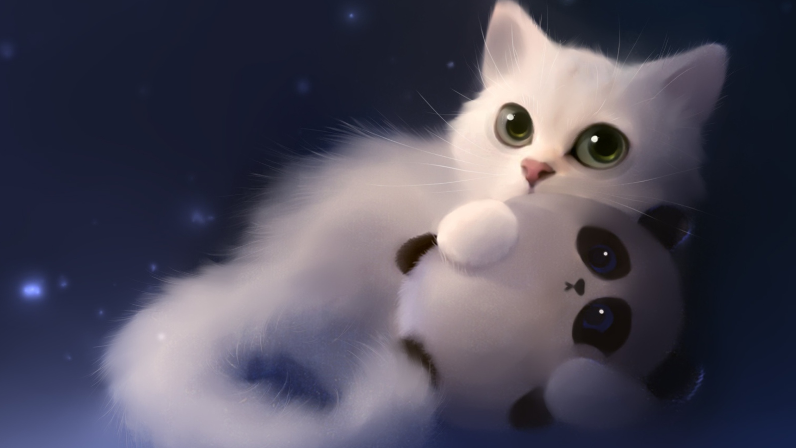 Screenshot №1 pro téma White Cat And Panda 1600x900