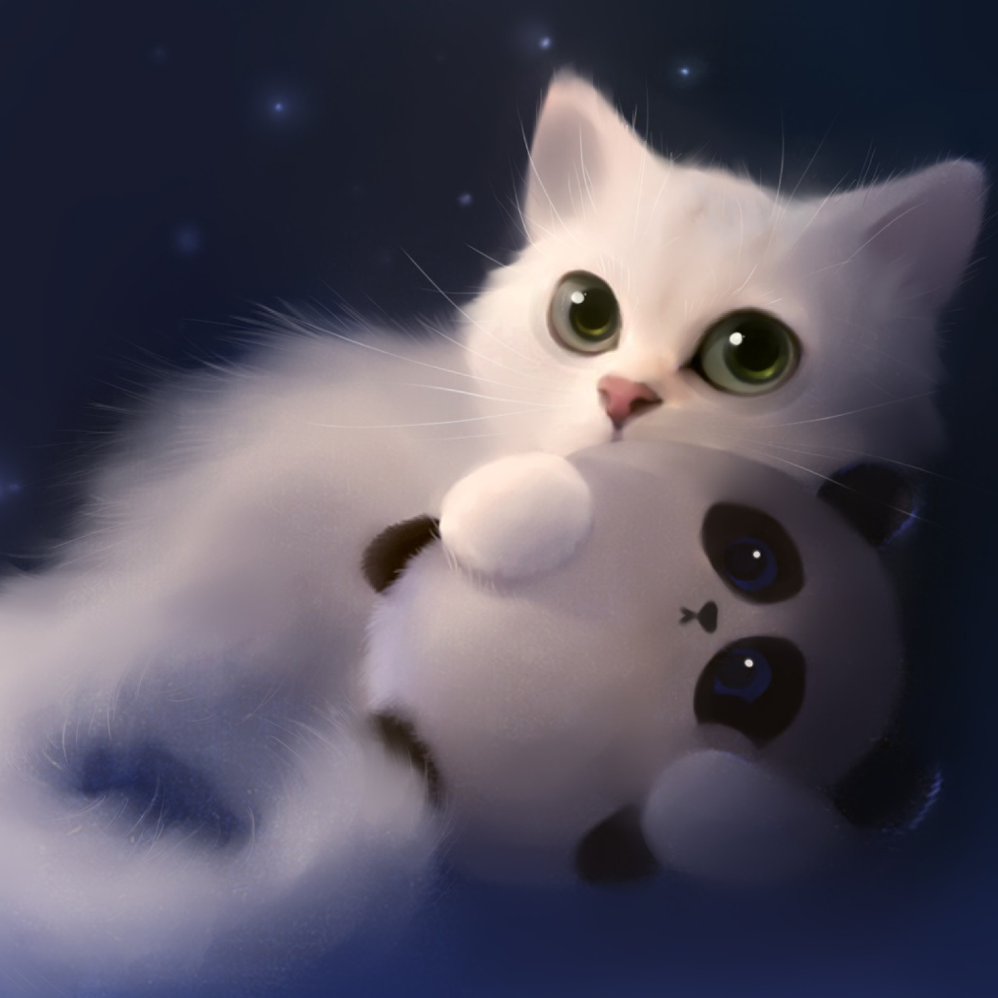 Screenshot №1 pro téma White Cat And Panda 2048x2048