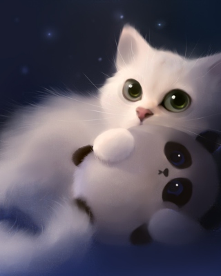 White Cat And Panda - Obrázkek zdarma pro 128x160