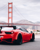 Fondo de pantalla Ferrari 458 Italia near Golden Gate Bridge 128x160