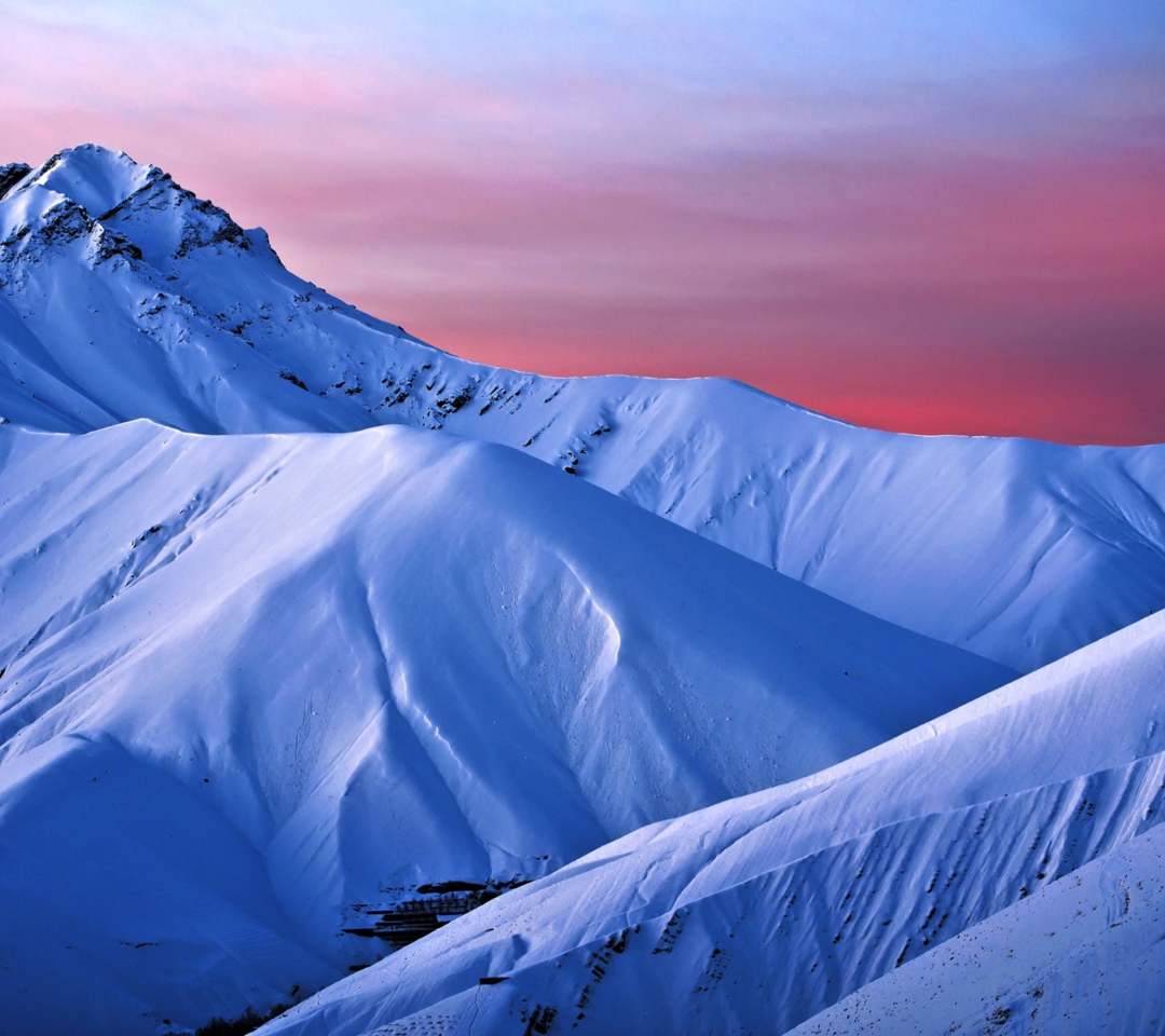 Snowy Mountains And Purple Horizon wallpaper 1080x960