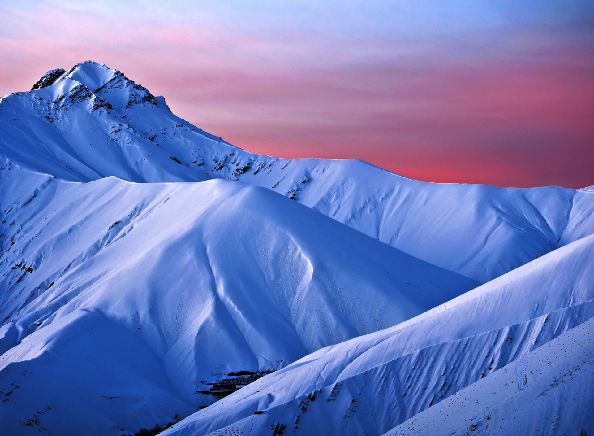 Screenshot №1 pro téma Snowy Mountains And Purple Horizon 1920x1408