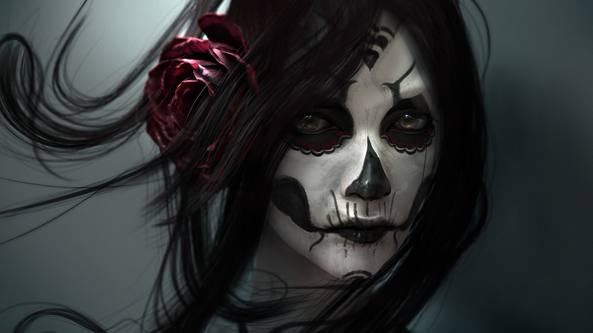 Screenshot №1 pro téma Sugar Skull Face Painting 1920x1080