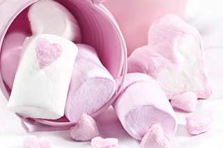 Pink Strawberry Marshmallows Background for Android, iPhone and iPad