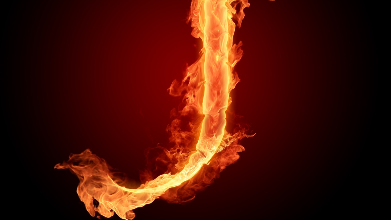 Fire Letter J wallpaper 1366x768