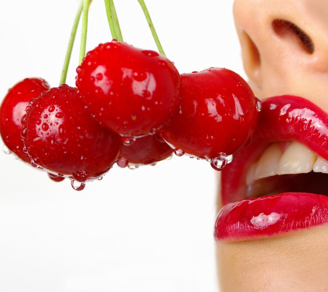 Обои Cherry and Red Lips 1080x960