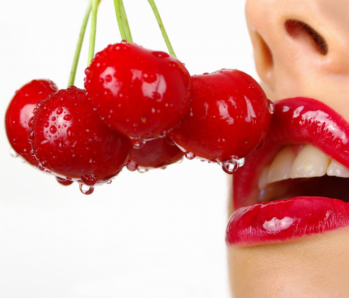 Das Cherry and Red Lips Wallpaper 1200x1024
