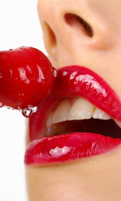 Обои Cherry and Red Lips 240x400
