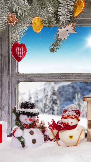 Das Winter Window Decoration Wallpaper 360x640