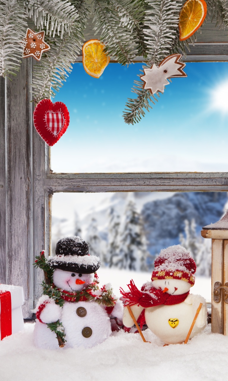 Winter Window Decoration wallpaper 768x1280