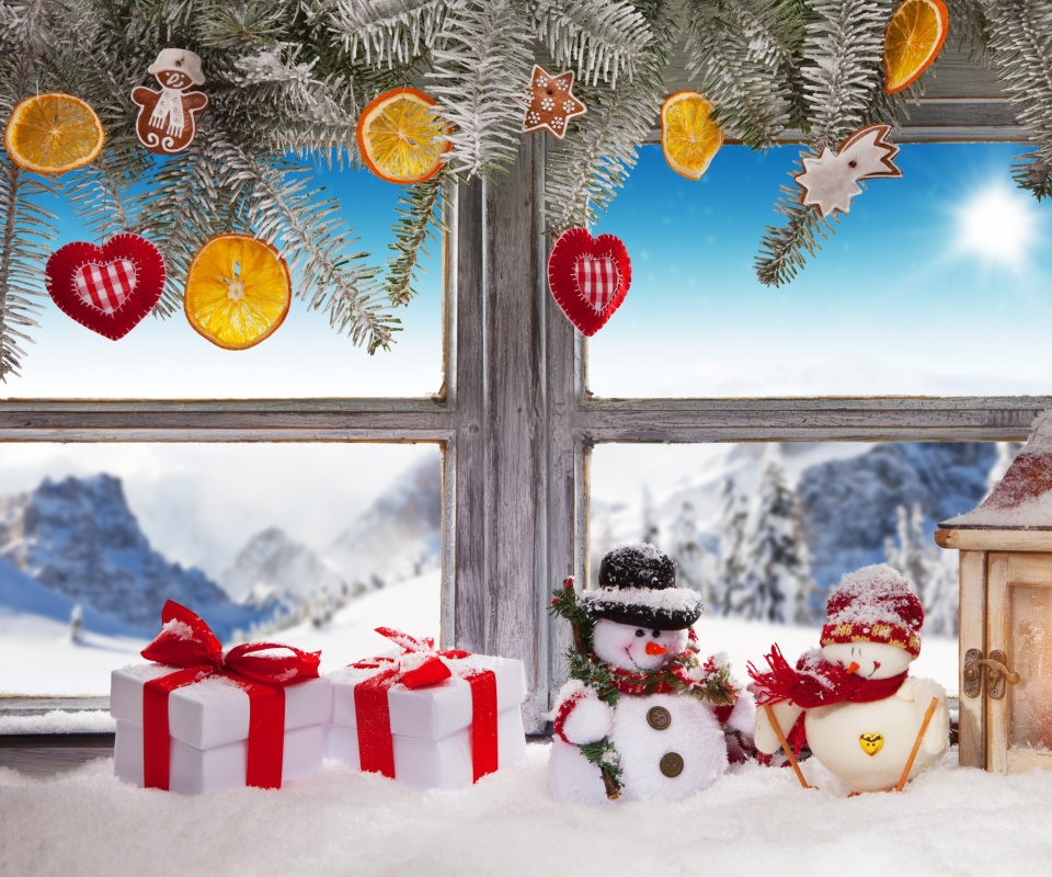 Winter Window Decoration wallpaper 960x800