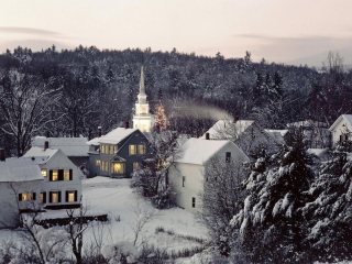 Das Christmas in New England Wallpaper 320x240