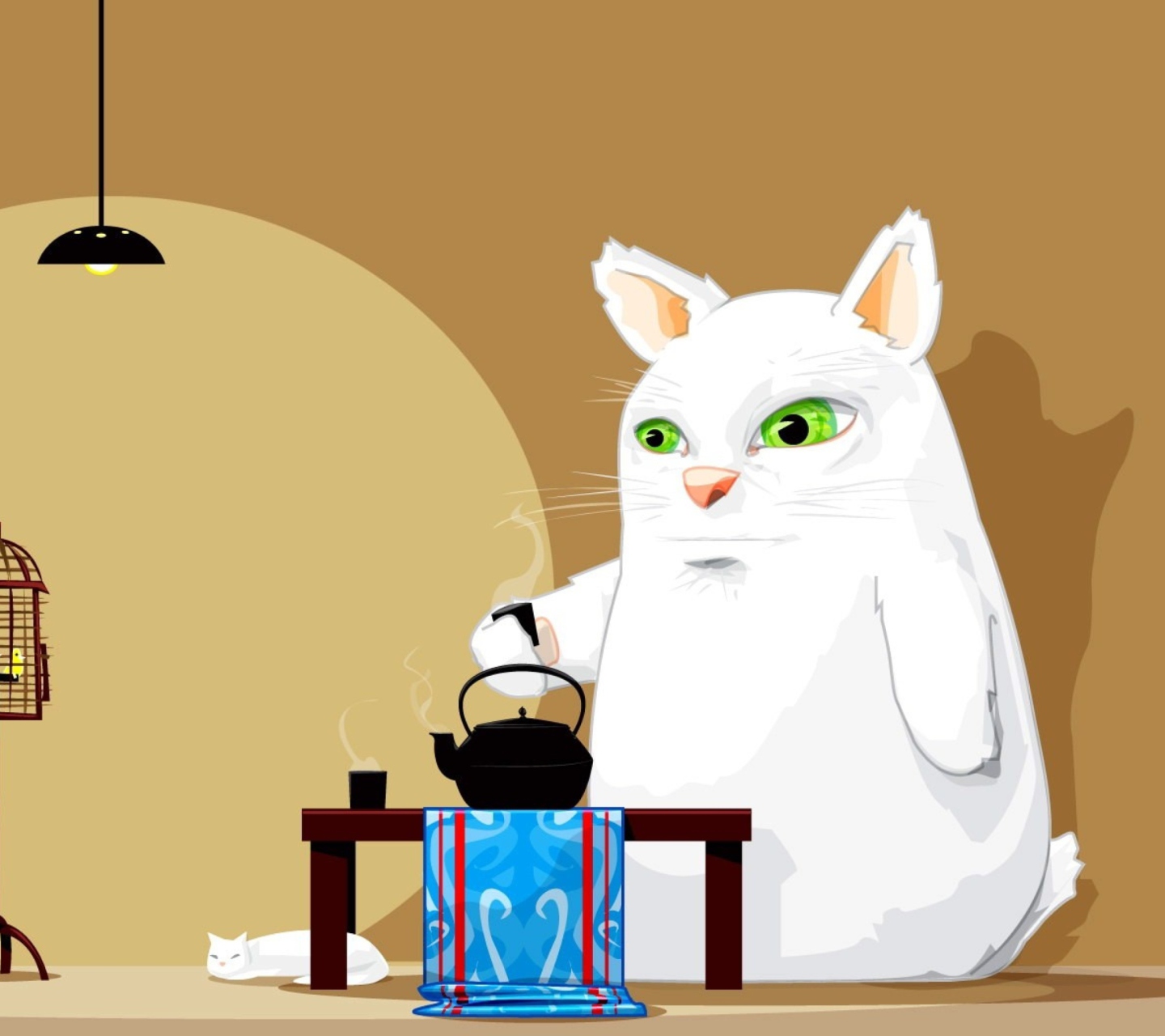 Fondo de pantalla Tea Cat 1440x1280