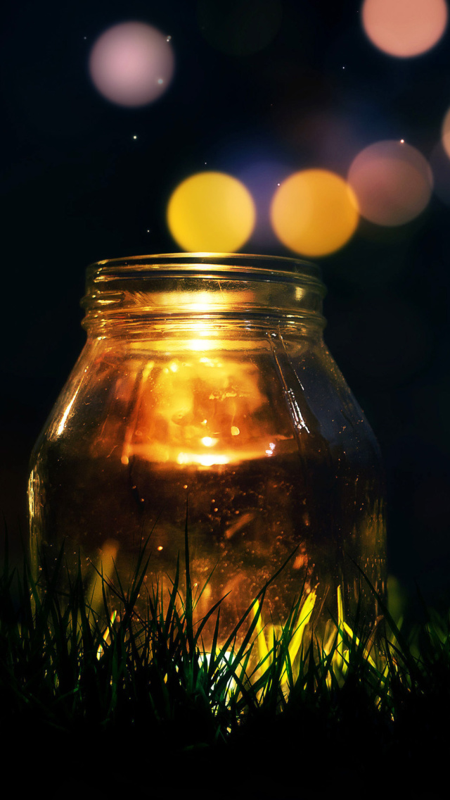 Glass jar in night wallpaper 640x1136