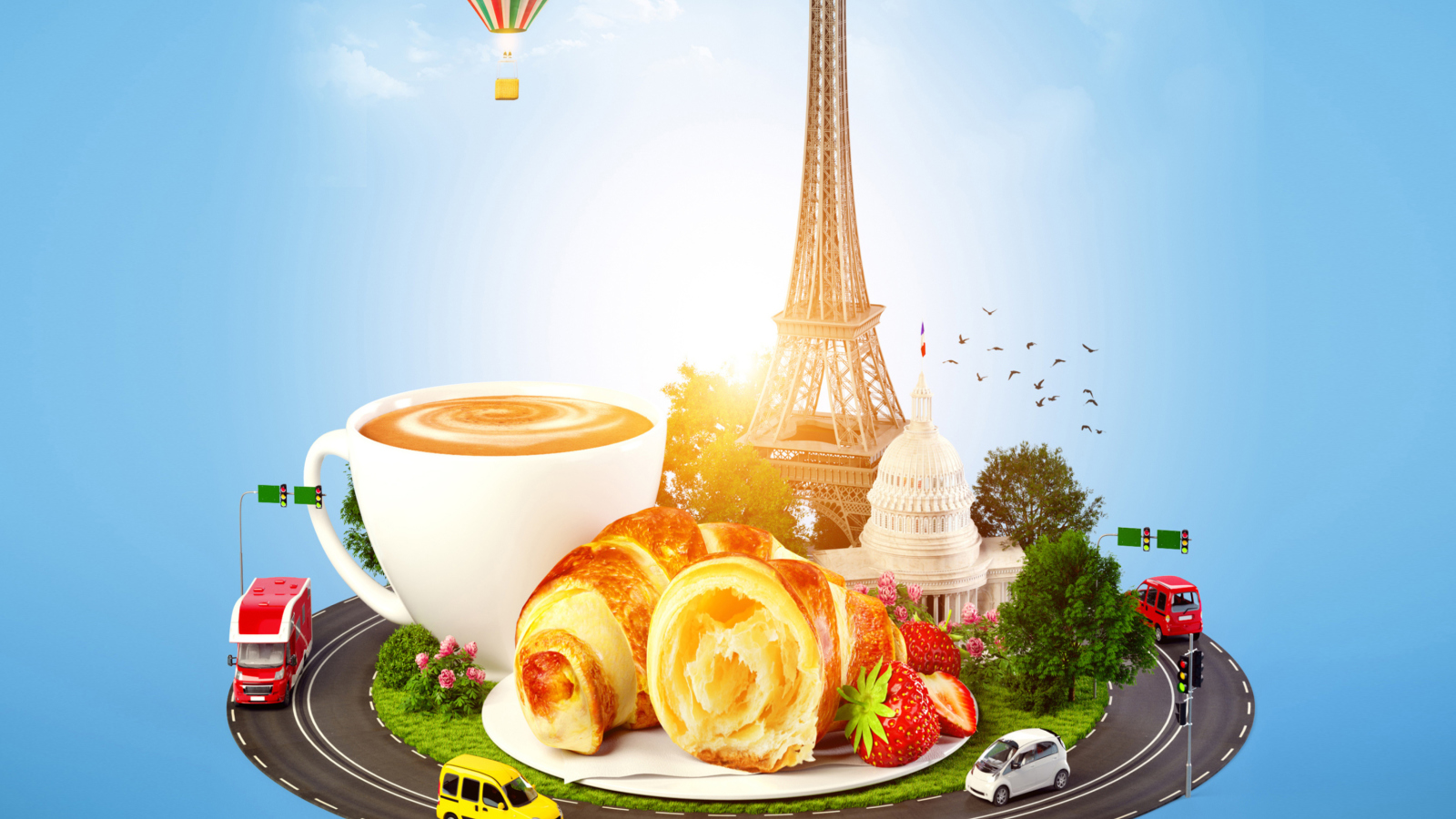 Das France Breakfast Wallpaper 1600x900