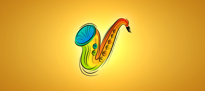 Обои Yellow Saxophone Illustration 720x320
