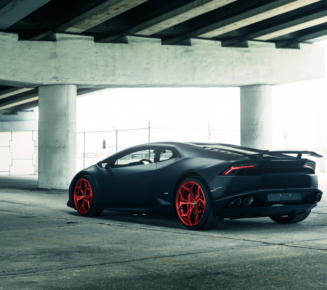 Das Lamborghini Huracan Black Matte Wallpaper 1080x960