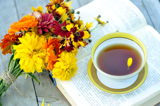 Free Tea and Book Picture for Android, iPhone and iPad