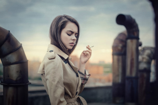 Smoking Girl Background for Android, iPhone and iPad