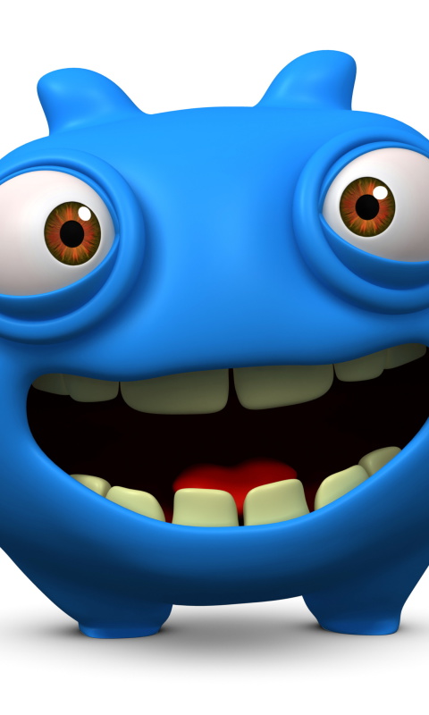 Обои Cute Blue Cartoon Monster 480x800