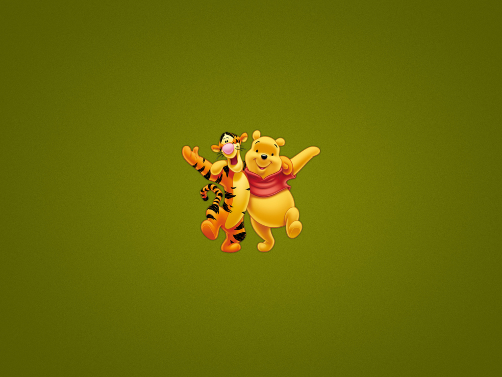Обои Winnie The Pooh And Tiger 1024x768