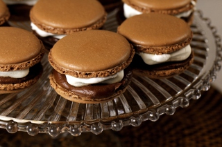 Free Chocolate And Cream Macarons Picture for Android, iPhone and iPad