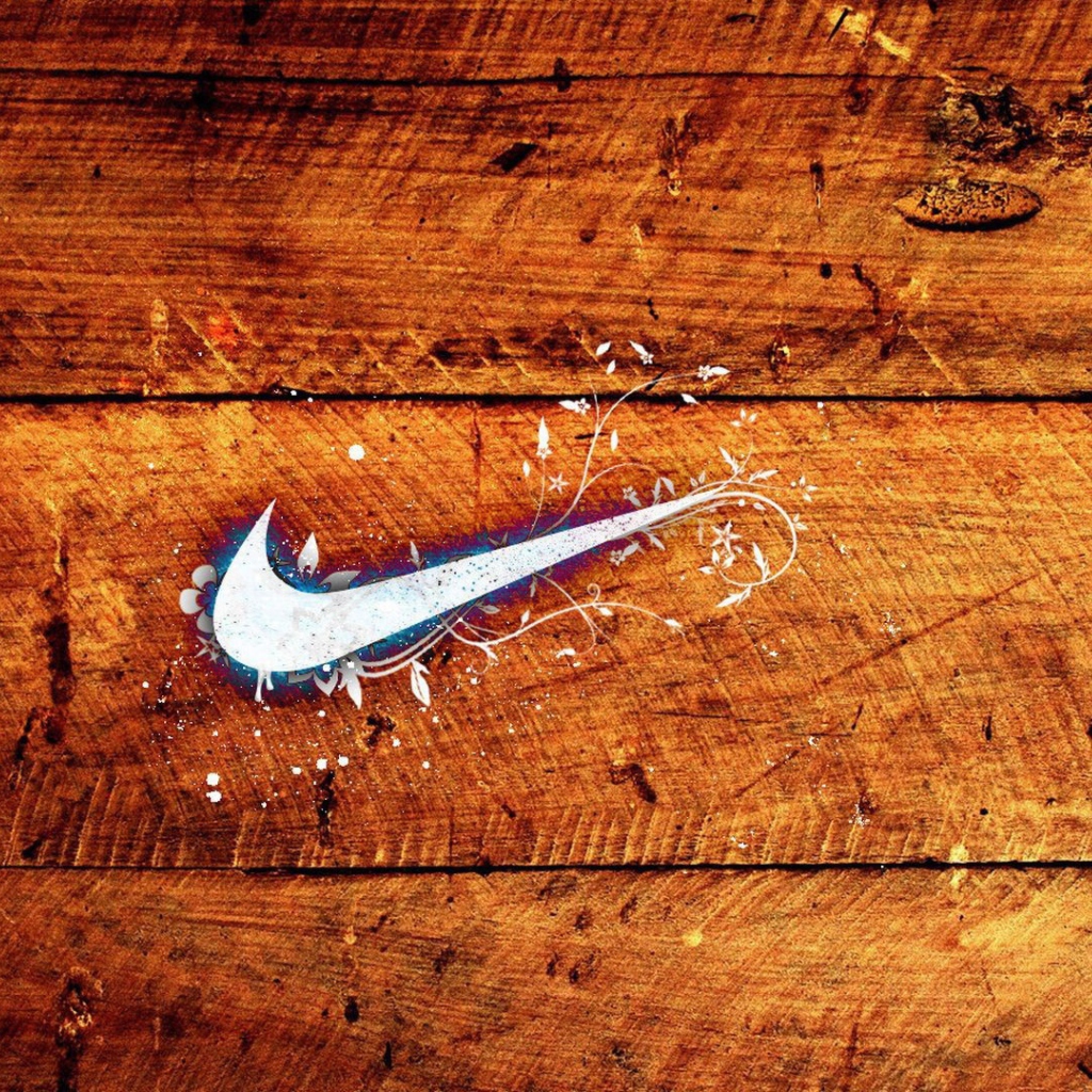 Das Wooden Nike Logo Wallpaper 1024x1024