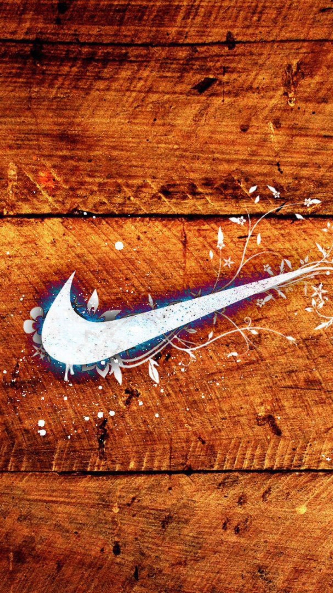 Sfondi Wooden Nike Logo 1080x1920