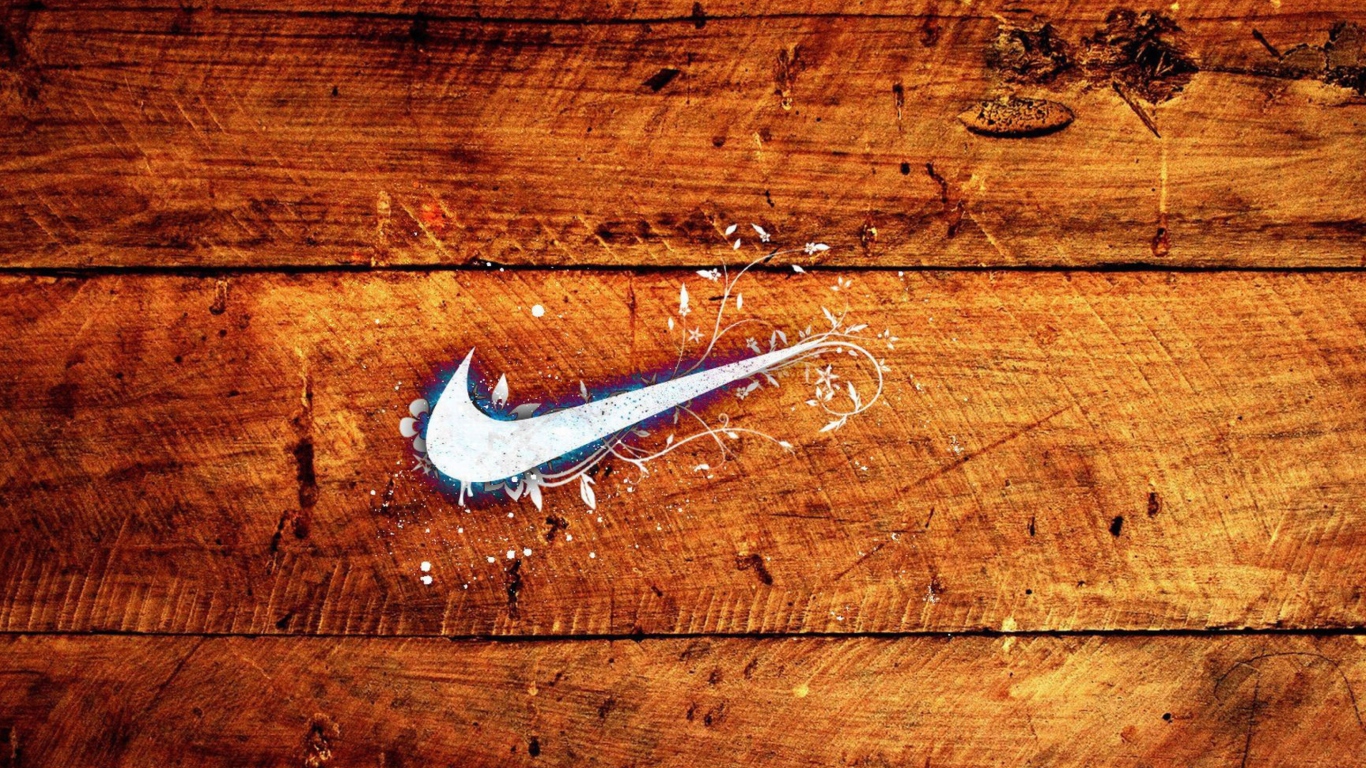 Wooden Nike Logo screenshot #1 1366x768