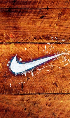 Fondo de pantalla Wooden Nike Logo 240x400