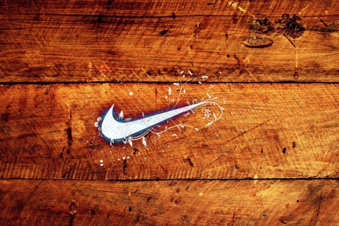 Das Wooden Nike Logo Wallpaper 480x320