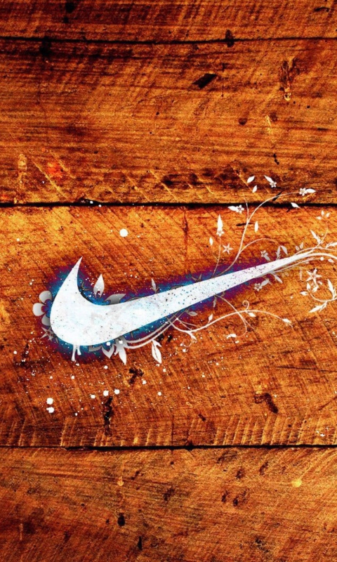 Sfondi Wooden Nike Logo 480x800